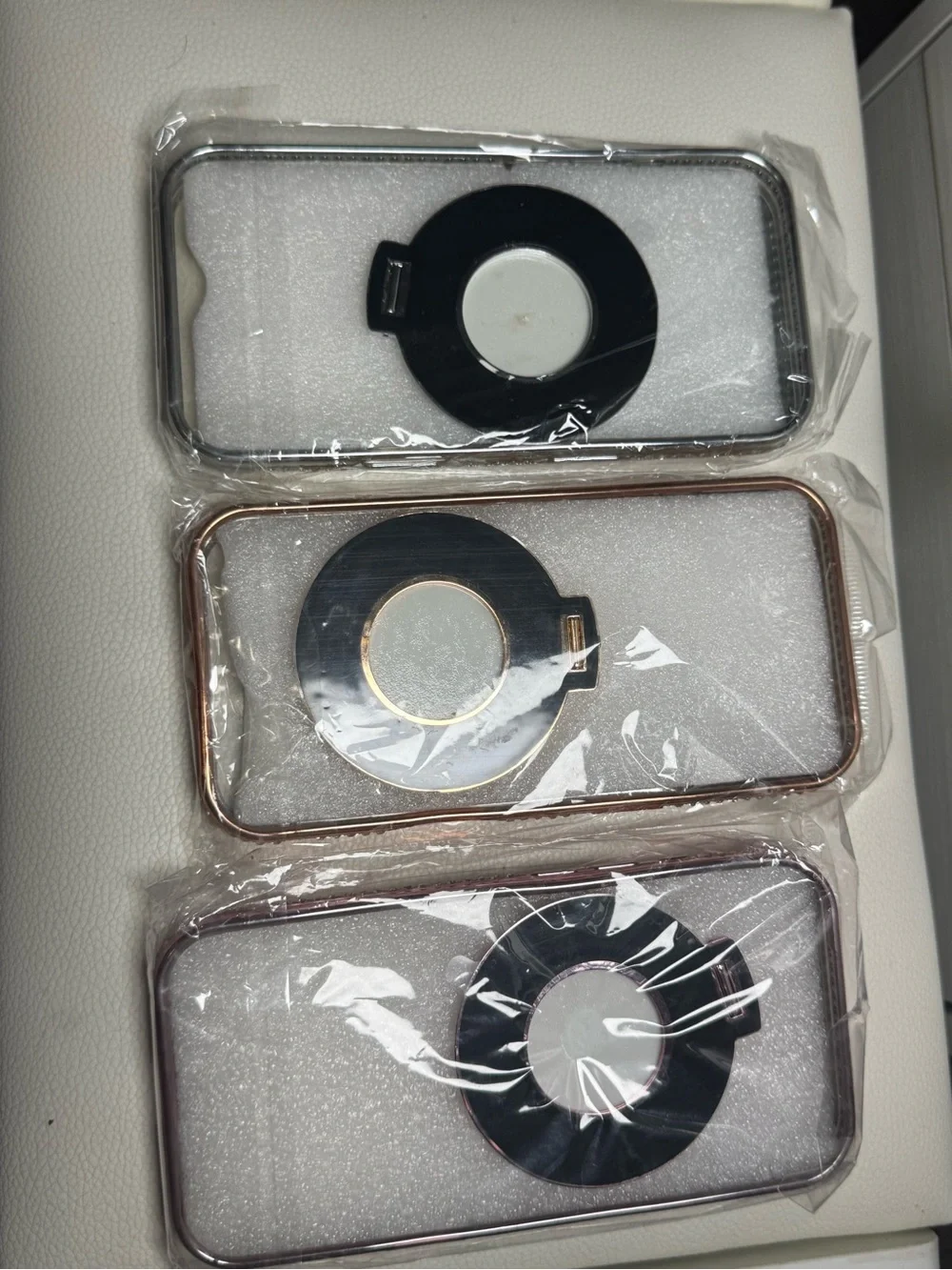 Rose Gold Glitter Phone Case with Ring Grip and Camera Cover